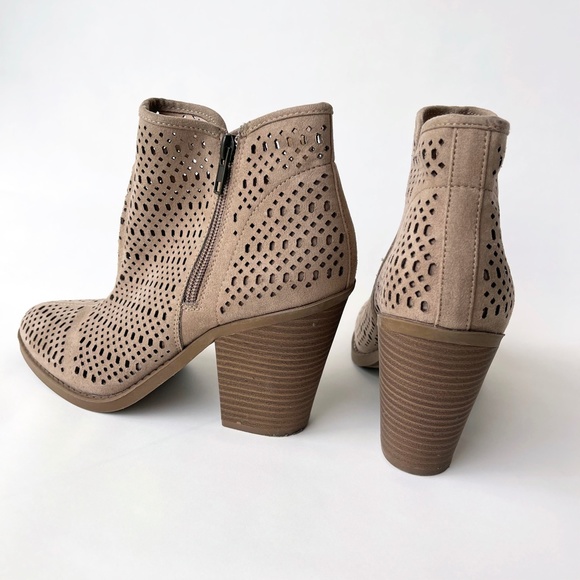 ESPIRIT Tan Kay Suede Perforated Ankle Boots, Sz 9 - Picture 7 of 8